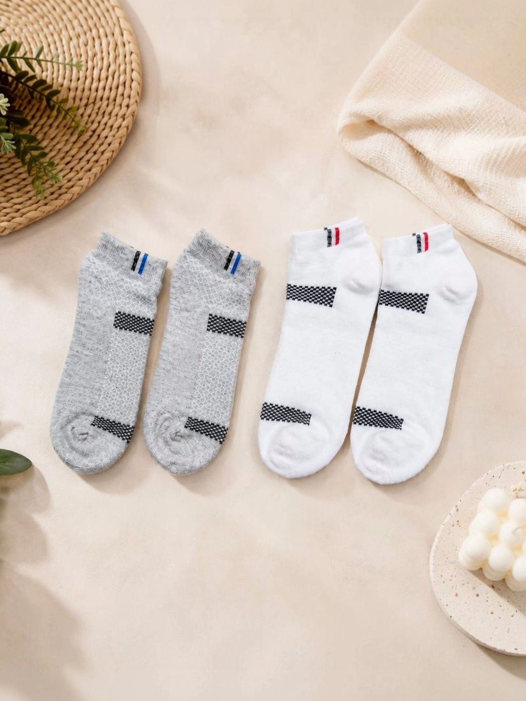 pell-mell Men Pack of 2 Cotton Assorted Patterned Ankle Length Socks-picture-17
