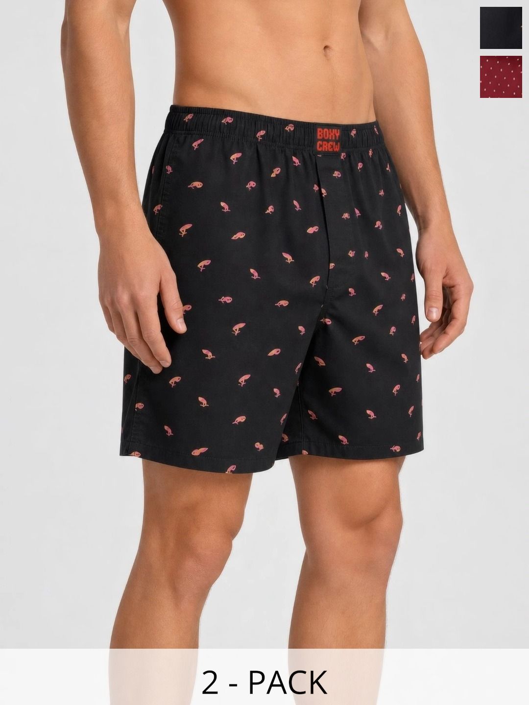 Boxy Crew Pack Of 2 Printed Pure Cotton Mid Rise Boxers-picture-53