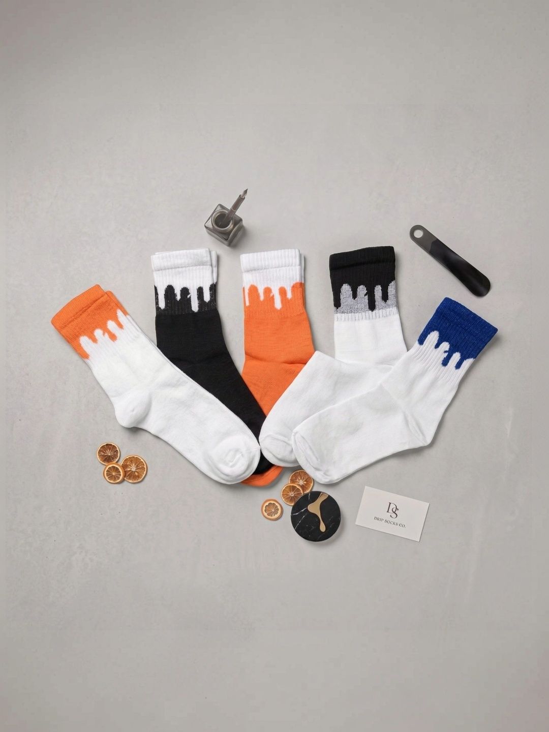pell-mell Men Pack of 5 Cotton Assorted Patterned Calf Length Socks-picture-27