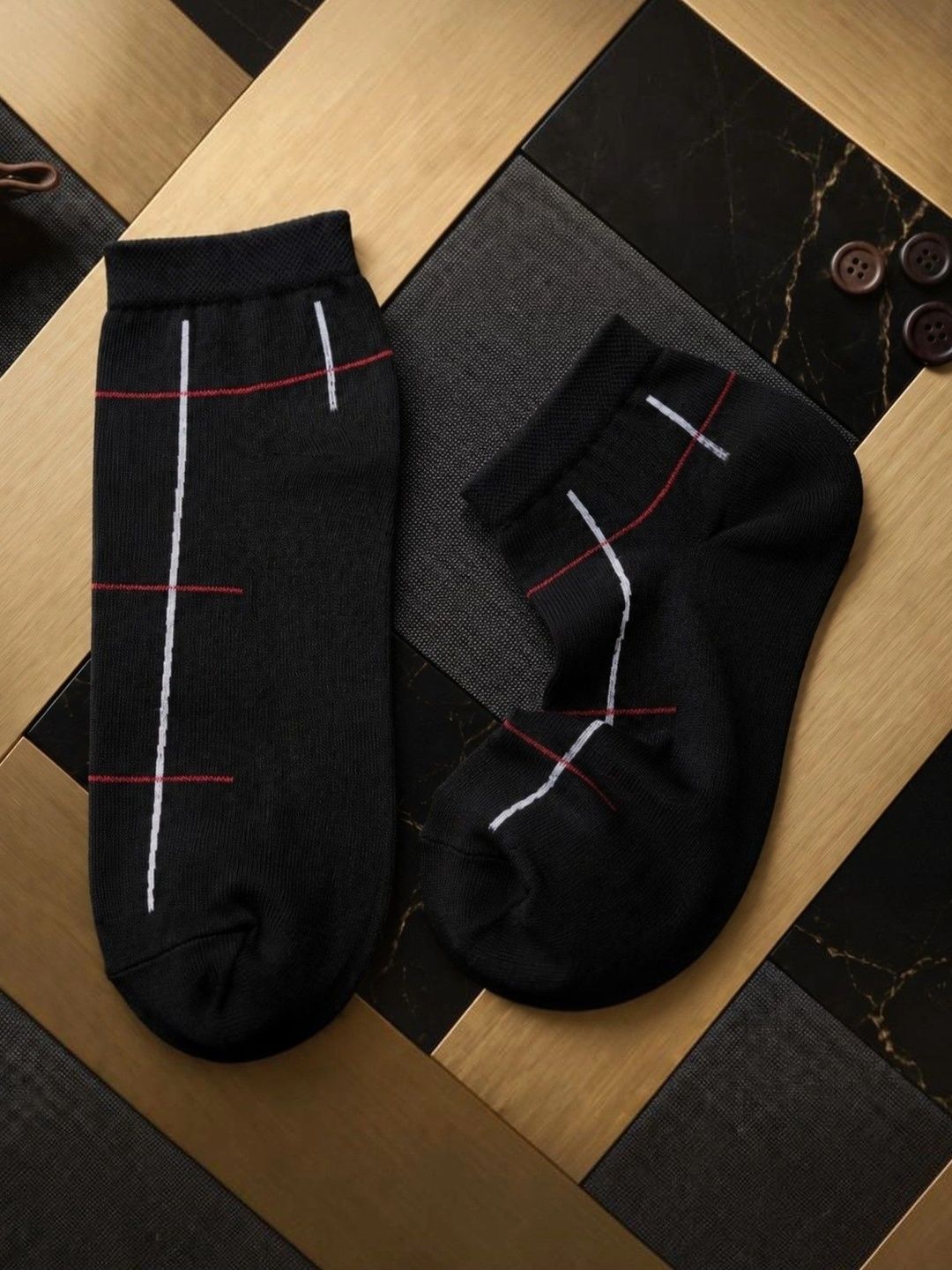 SWAZ Men Pack of 2 Cotton Assorted Patterned Ankle Length Socks-picture-20