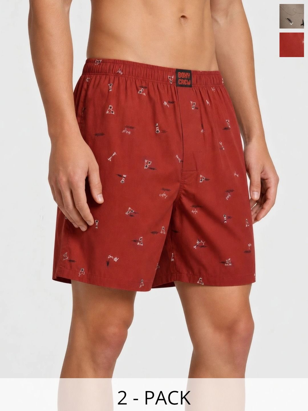 Boxy Crew Pack Of 2 Printed Pure Cotton Breathable Boxers-picture-28