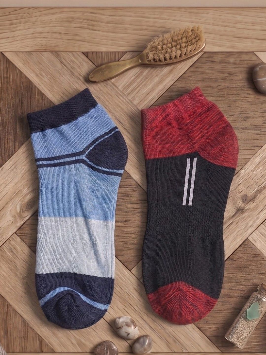 pell-mell Men Pack of 2 Cotton Assorted Striped Ankle Length Socks-picture-25