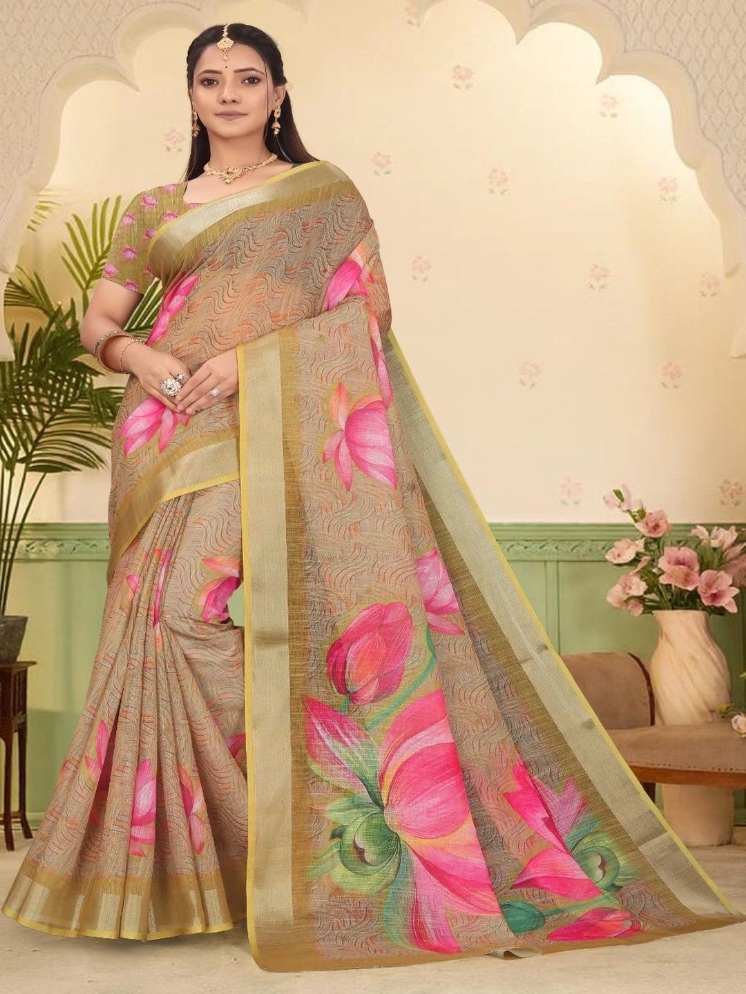 JIVIKA Floral Silk Cotton Kanjeevaram Saree-picture-16