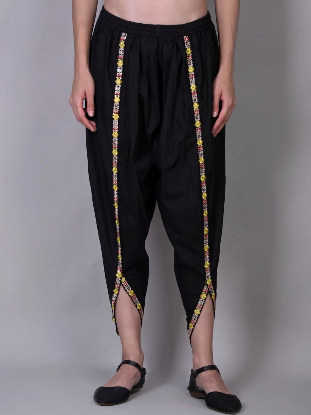 SRISARAS Women Embroidered Cotton Dhoti Pants Dhotis-image-15