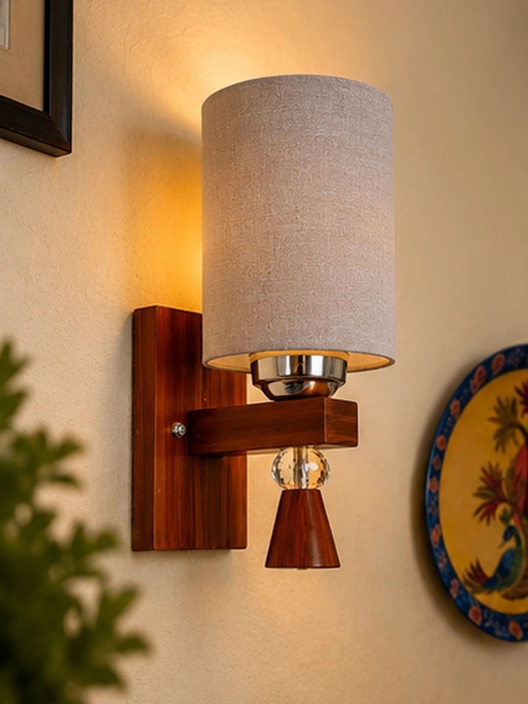 Myntra Elegant Homes Grey Textured Wood Contemporary Cylinder Shaped Wall Lamp-picture-27