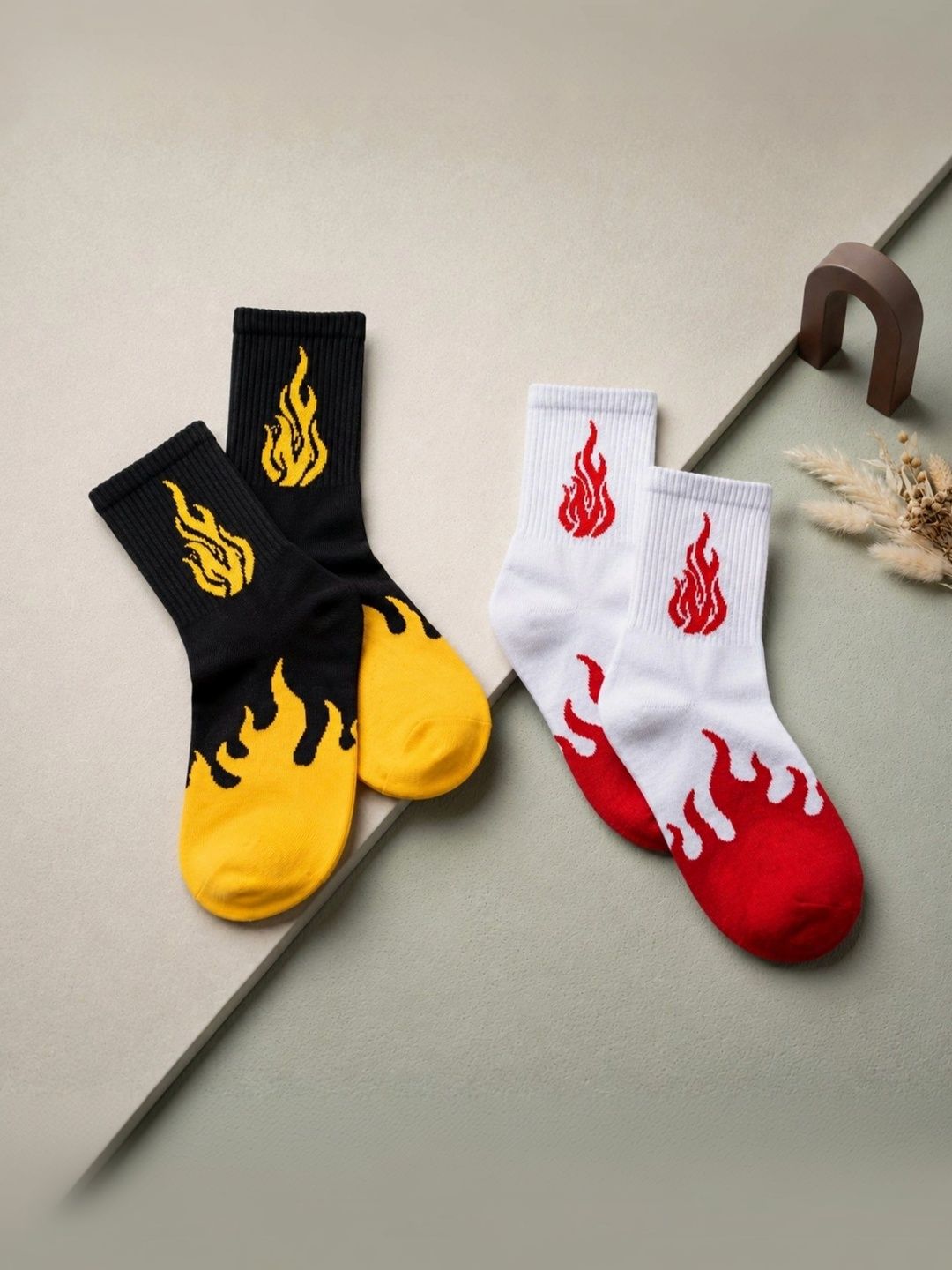 SWAZ Men Pack of 2 Cotton Assorted Patterned Above Ankle Socks-picture-14