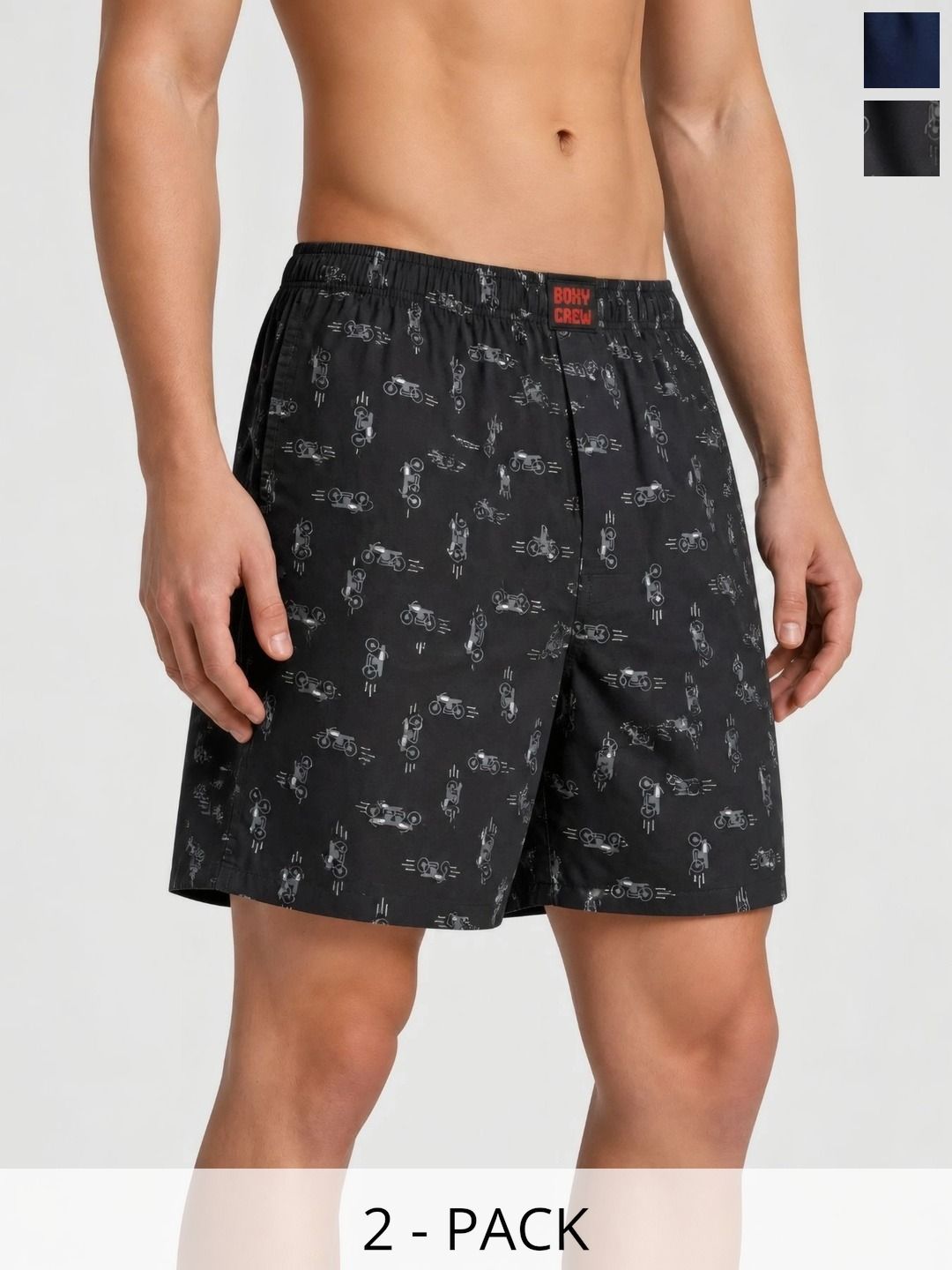 Boxy Crew Pack Of 2 Printed Pure Cotton Breathable Boxers-picture-27