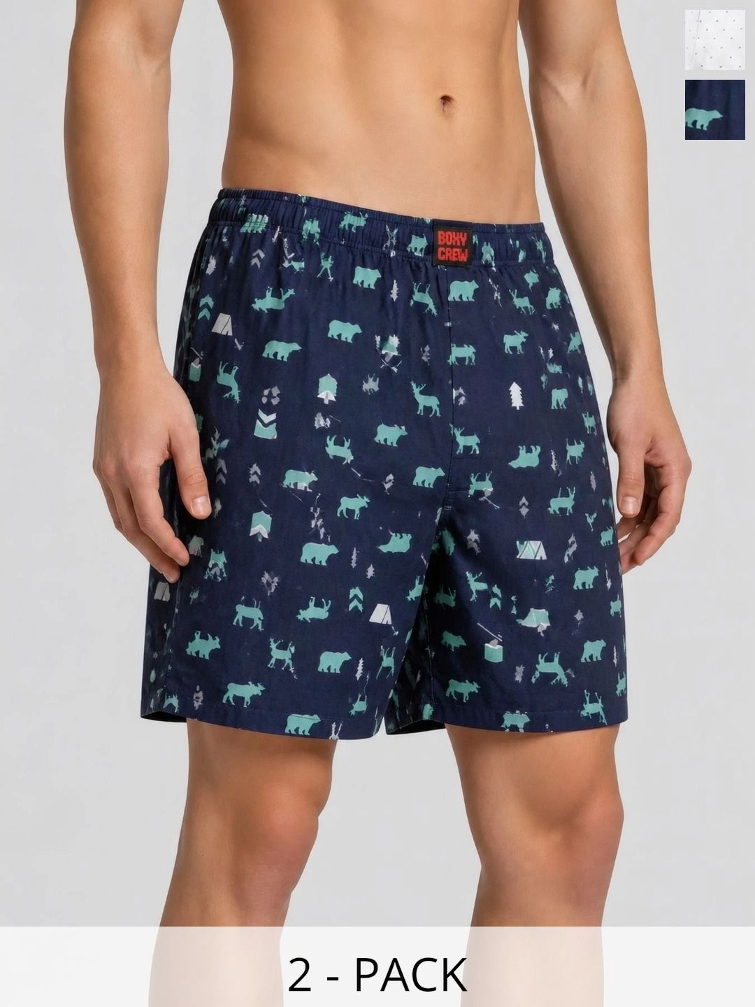 Boxy Crew Pack Of 2 Printed Pure Cotton Mid Rise Boxers-picture-35