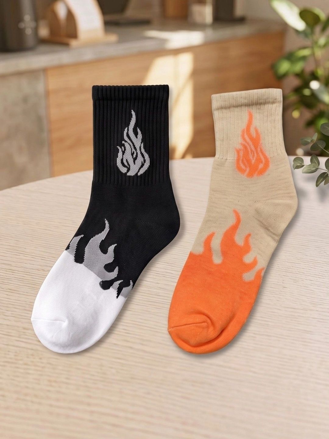 pell-mell Men Pack of 2 Cotton Assorted Patterned Above Ankle Socks-picture-34