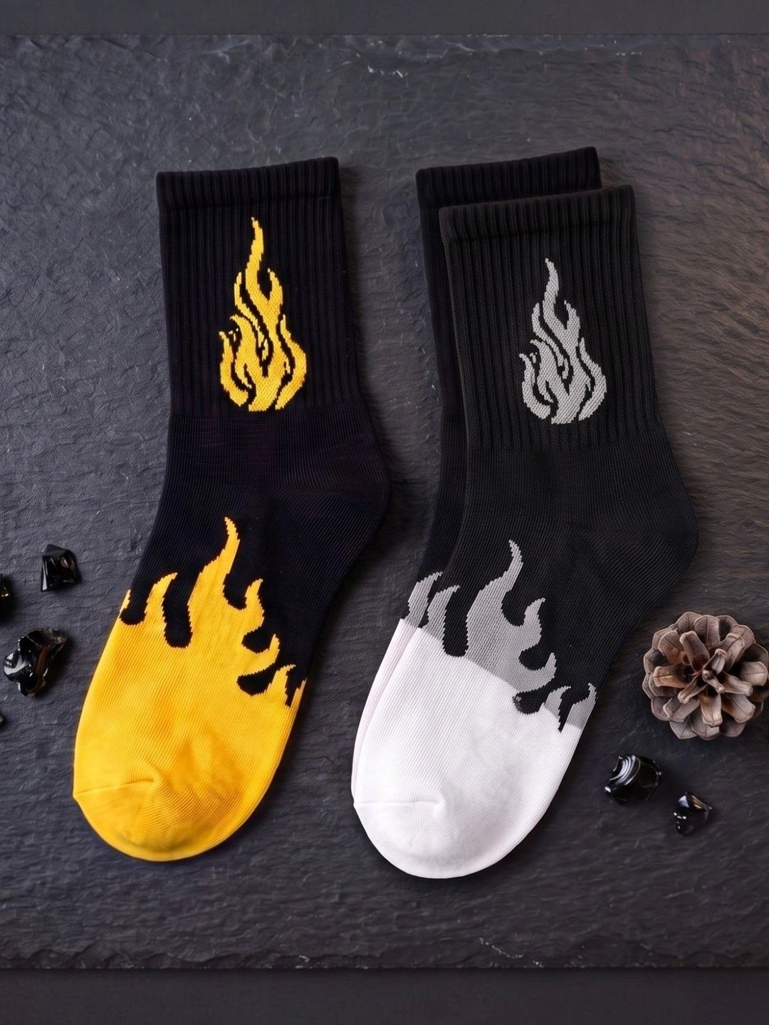 pell-mell Men Pack of 2 Cotton Assorted Patterned Above Ankle Socks-picture-30
