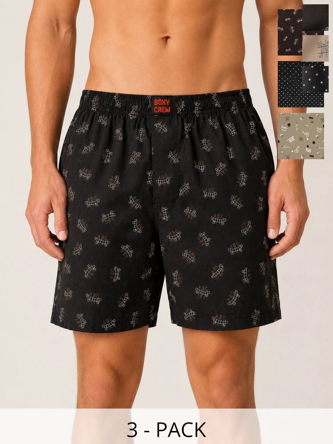 Boxy Crew Pack Of 2 Printed Pure Cotton Mid Rise Boxers-picture-34