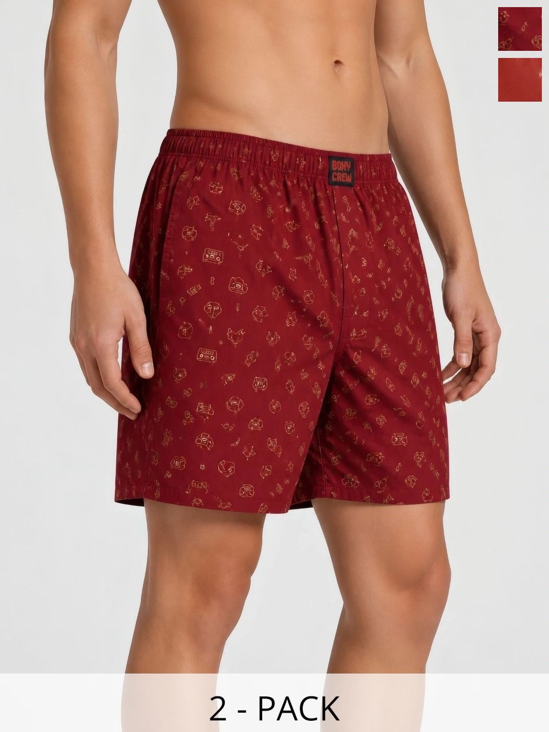 Boxy Crew Pack Of 2 Printed Pure Cotton Mid Rise Boxers-picture-33