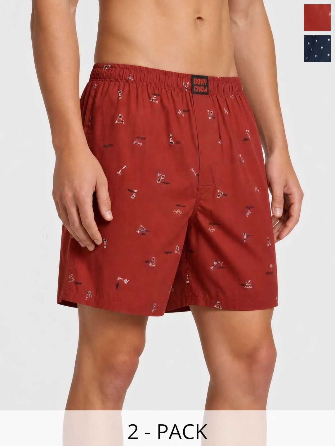 Boxy Crew Pack Of 2 Printed Pure Cotton Mid Rise Boxers-picture-40