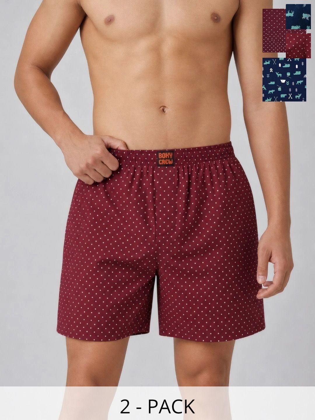 Boxy Crew Pack Of 2 Printed Pure Cotton Mid Rise Boxers-picture-20