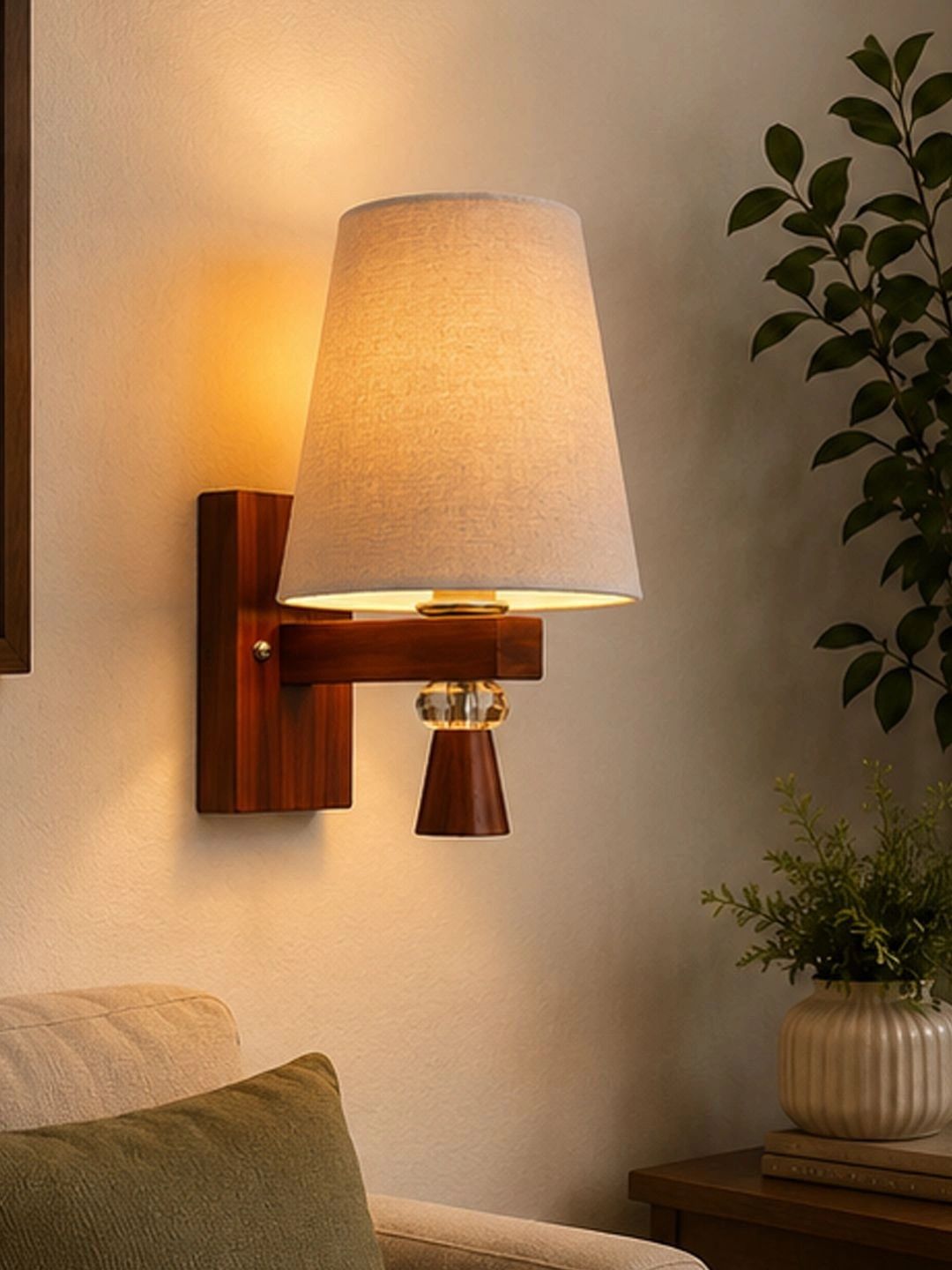 Myntra Elegant Homes Grey Textured Wood Contemporary Frustum Shaped Wall Lamp-picture-25