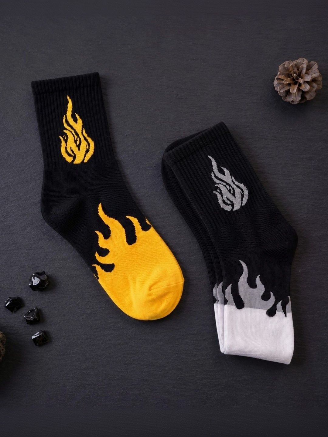 pell-mell Men Pack of 2 Cotton Assorted Patterned Calf Length Socks-picture-57