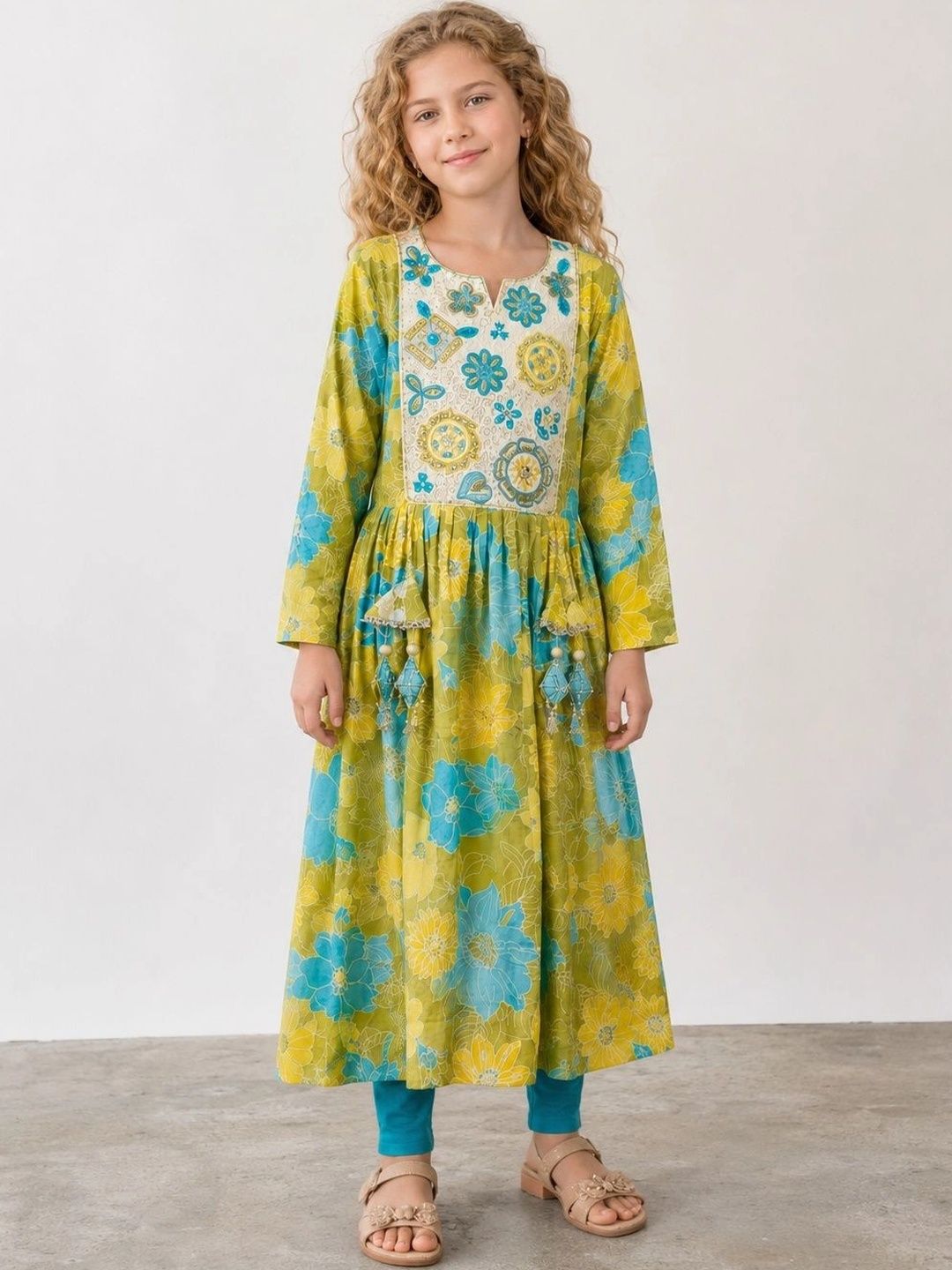 Muhuratam Girls Floral Printed Thread Work Floral Anarkali Kurta-picture-37