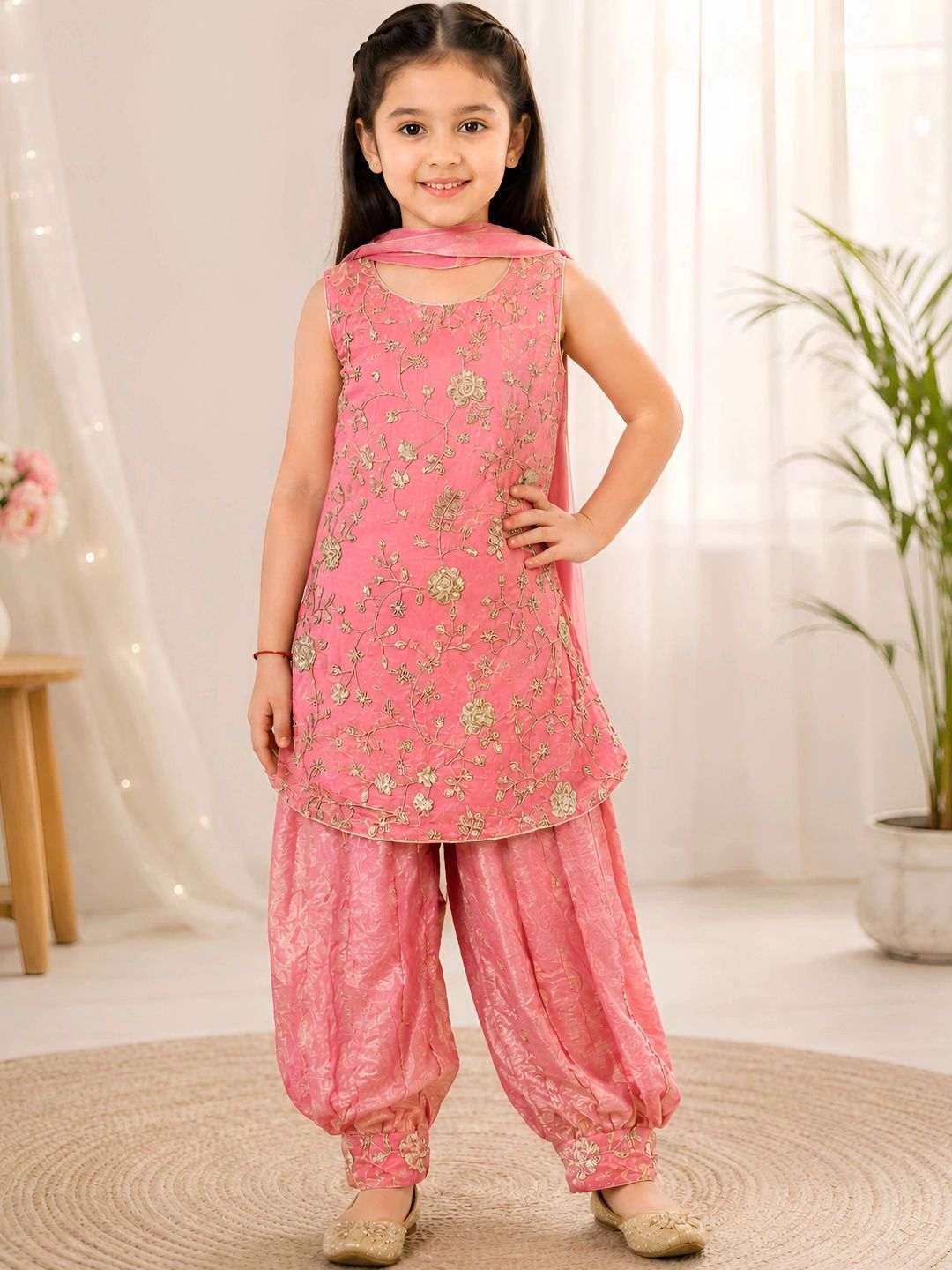 Arshia Fashions Girls Ethnic Motifs Embroidered Regular Thread Work Kurta with Patiala & With Dupatta-picture-50
