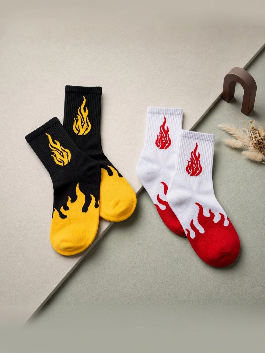 pell-mell Men Pack of 2 Cotton Assorted Patterned Above Ankle Socks-picture-38