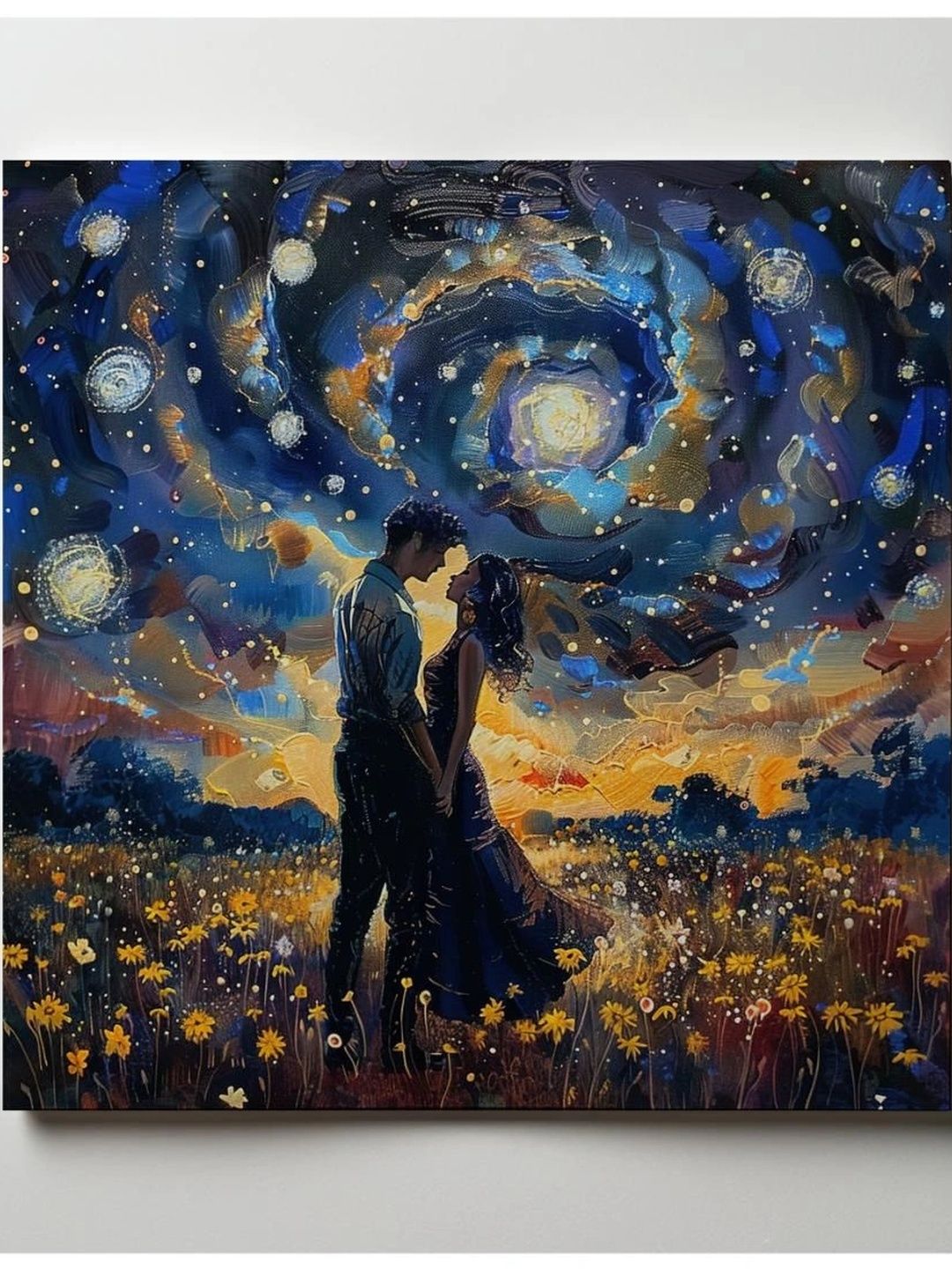 ARTOLIC Blue & Yellow Couple Kissing in Flower Field Wall Sticker-image-43