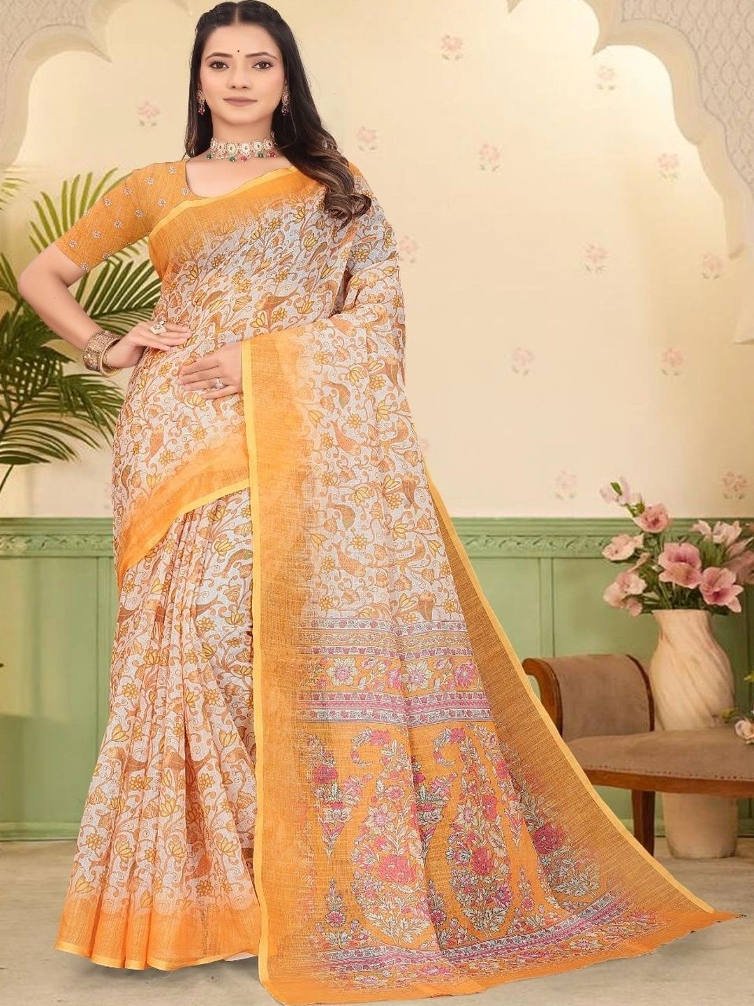 JIVIKA Floral Silk Cotton Kanjeevaram Saree-picture-19