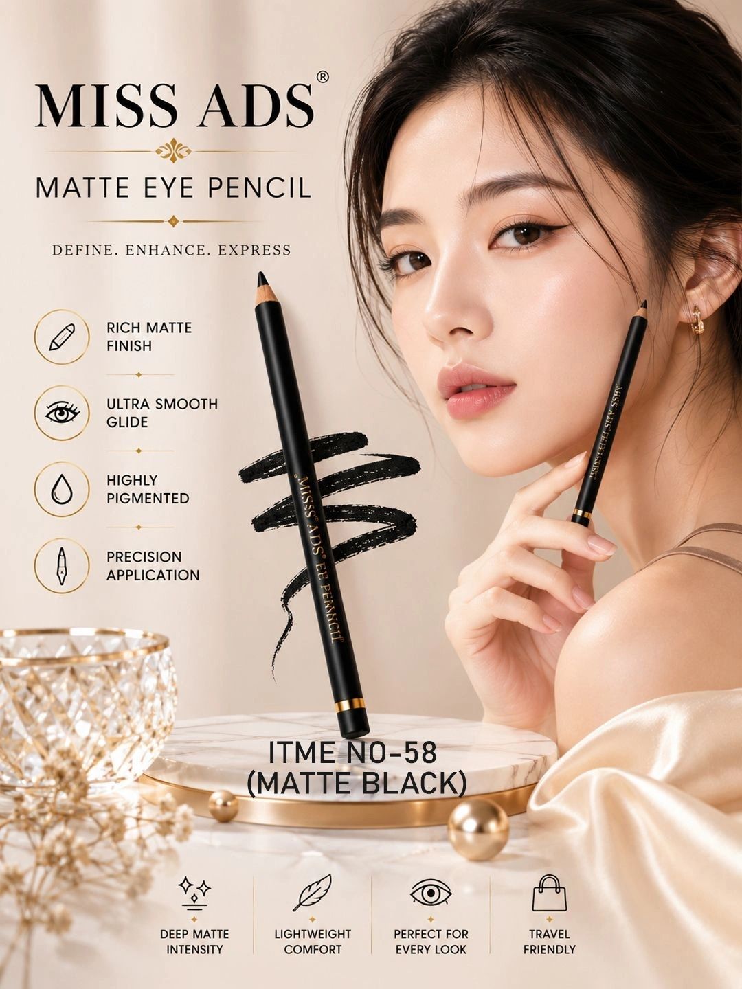 MISS ADS Long Lasting Eye Pencil - 2 g - Black 01-picture-35