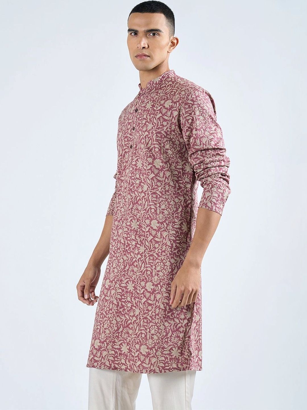 indus route by Pantaloons Men Floral Printed Indie Prints Kurta-picture-22