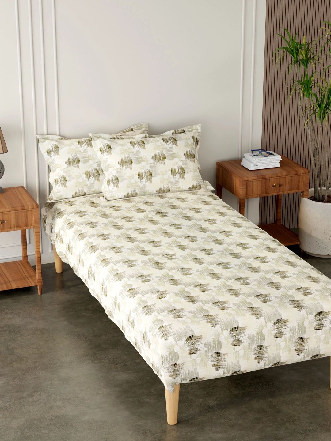 Pure Decor Floral 180 TC Single Bedsheet with 2 Pillow Covers-70" x 100" Inch-image-10