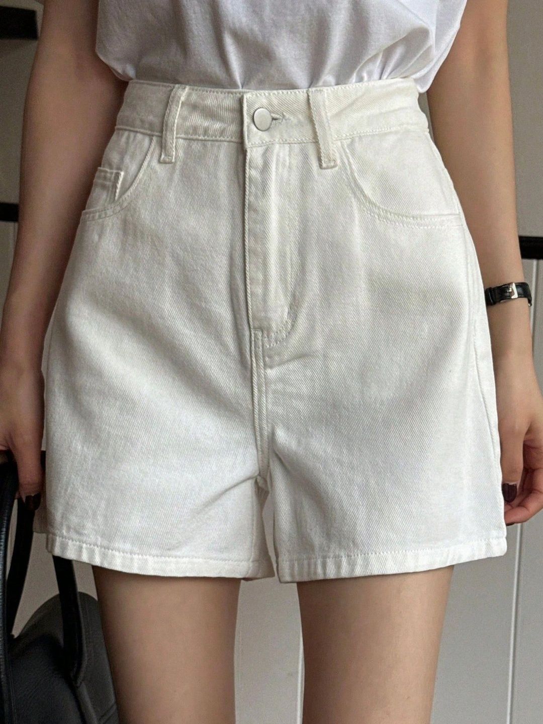 CHALODIA Women High-Rise Denim Denim Shorts-image-7