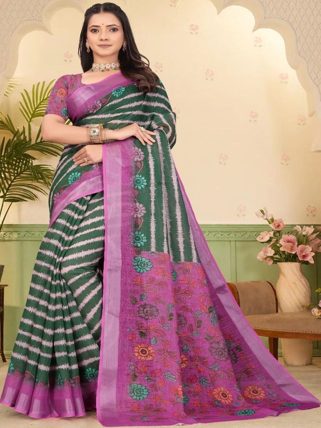JIVIKA Floral Silk Cotton Kanjeevaram Saree-picture-25