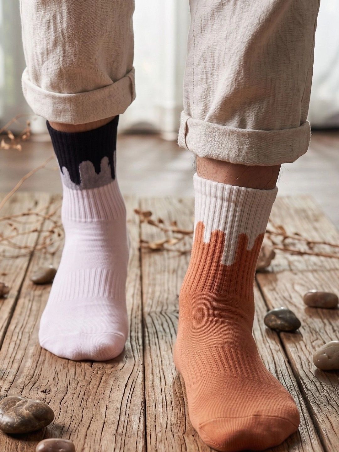 pell-mell Men Pack of 2 Cotton Assorted Patterned Above Ankle Socks-picture-50