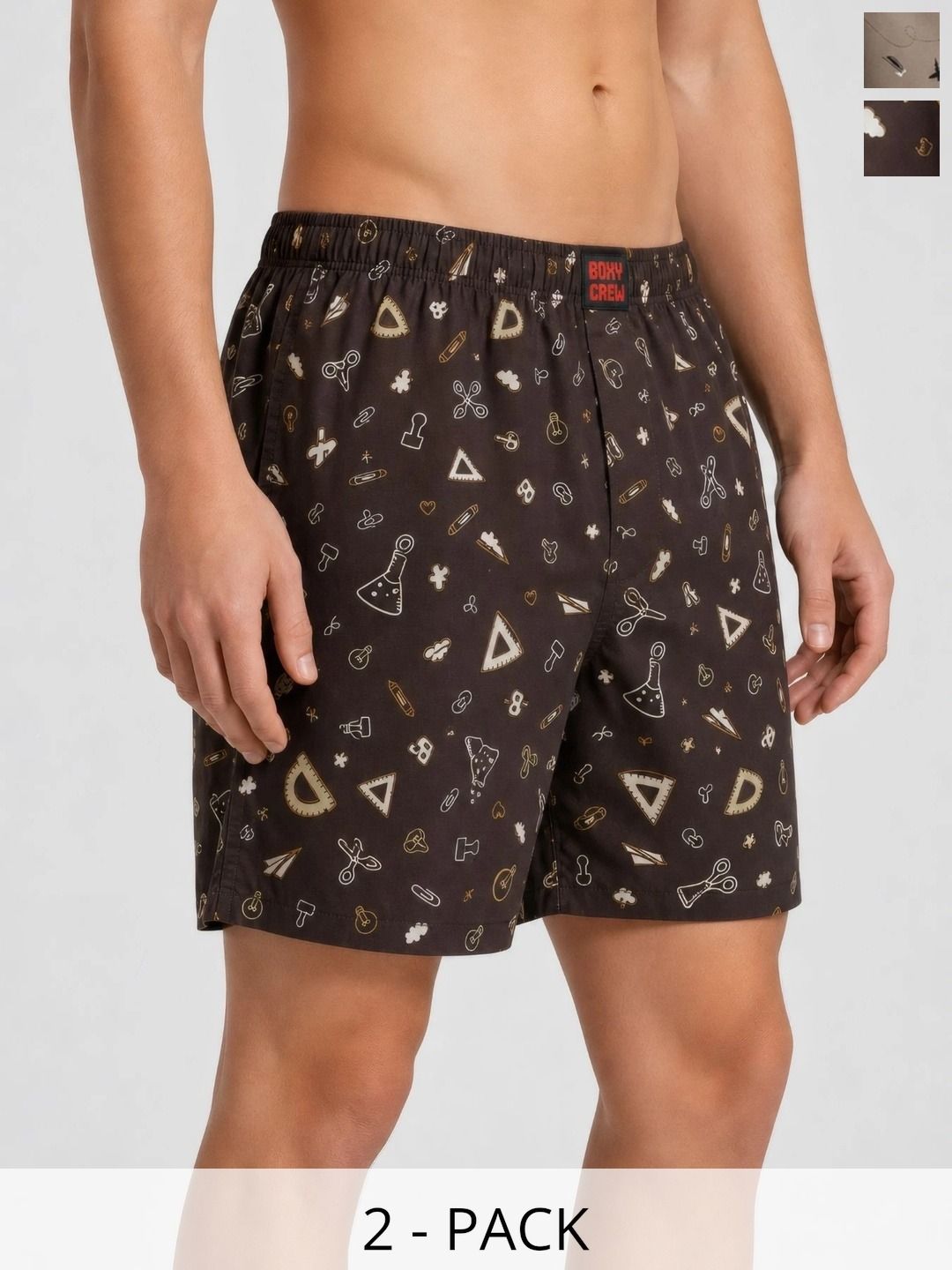 Boxy Crew Pack Of 2 Printed Pure Cotton Breathable Boxers-picture-10