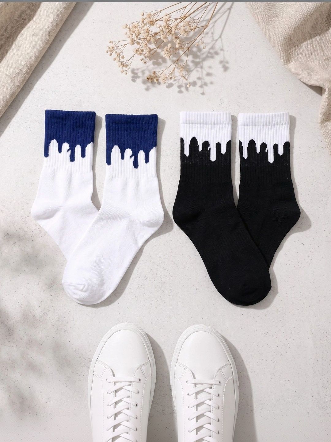 pell-mell Men Pack of 2 Cotton Assorted Patterned Above Ankle Socks-picture-32