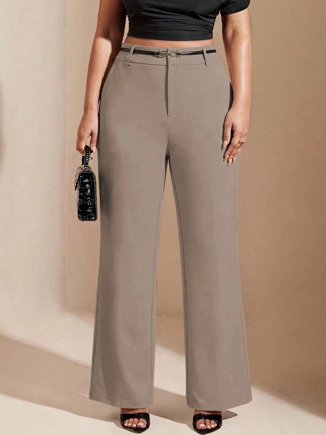 KERI PERRY Women Relaxed Straight Leg High-Rise Easy Wash Trousers-picture-37