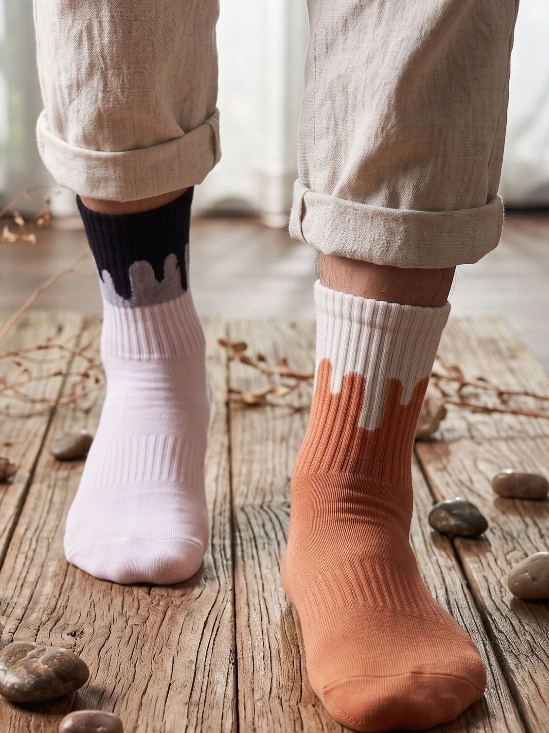 pell-mell Men Pack of 2 Cotton Assorted Patterned Above Ankle Socks-picture-23
