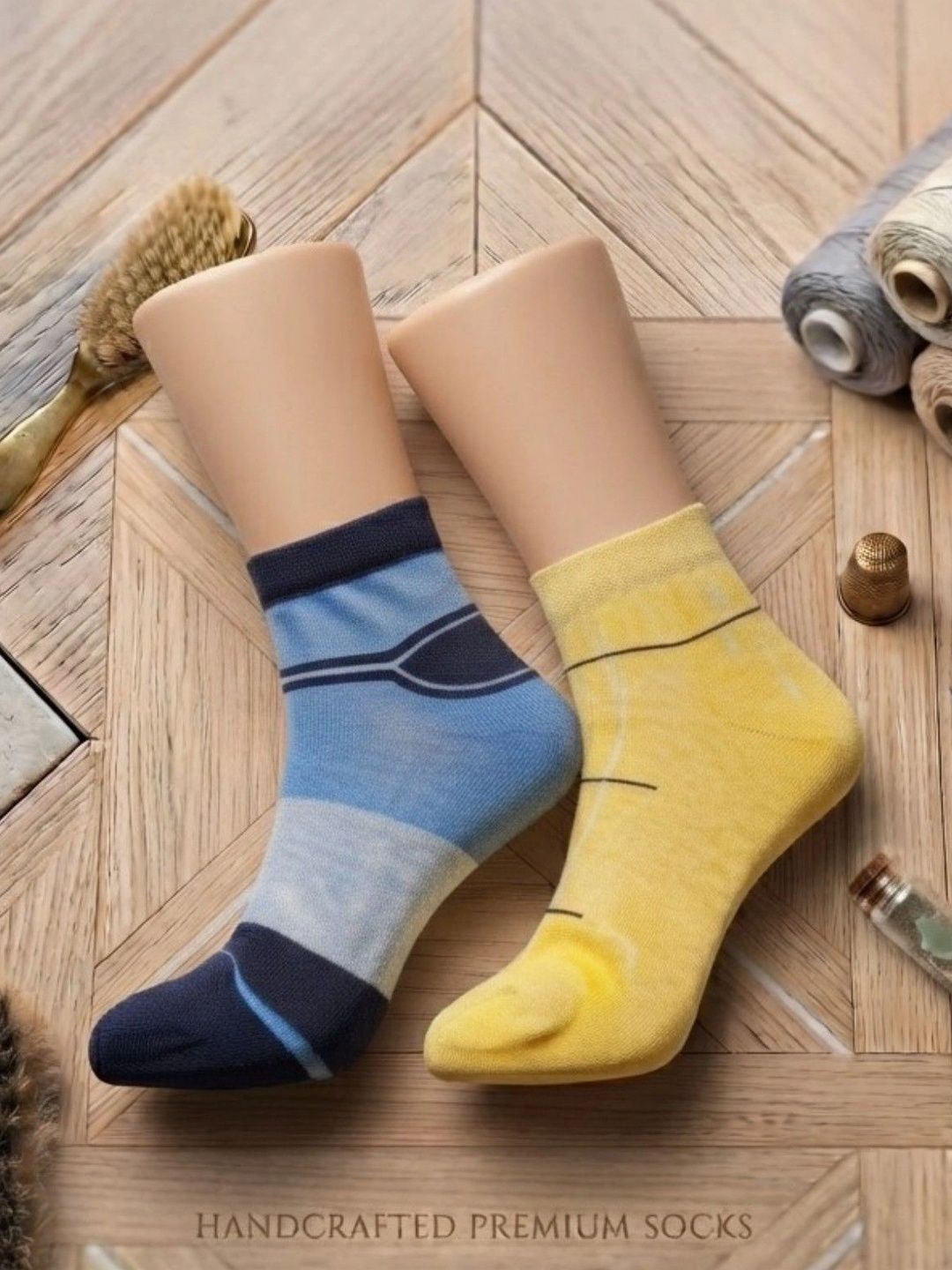 SWAZ Men Pack of 2 Cotton Assorted Patterned Ankle Length Socks-picture-50