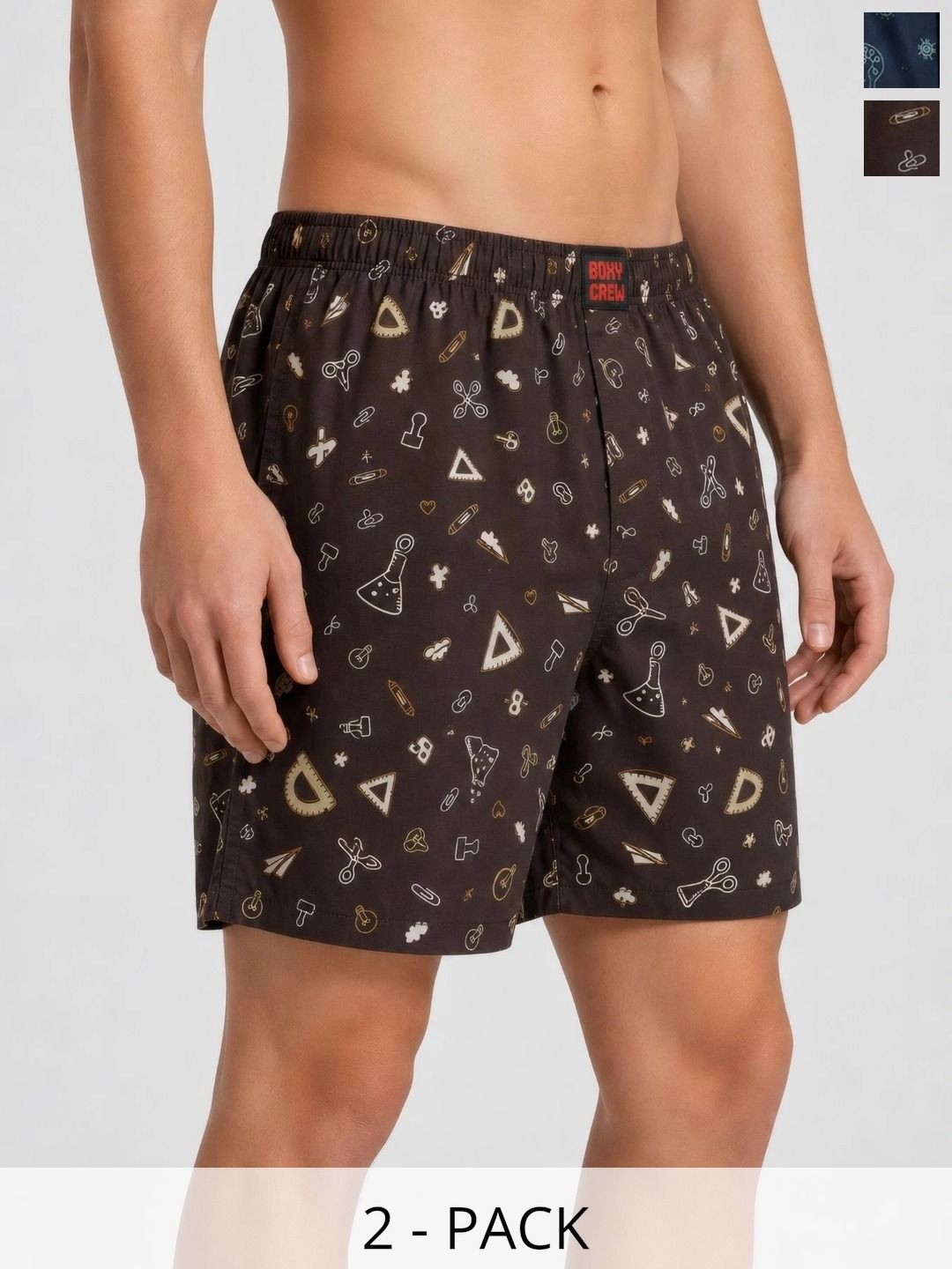 Boxy Crew Pack Of 2 Printed Pure Cotton Boxers-picture-26
