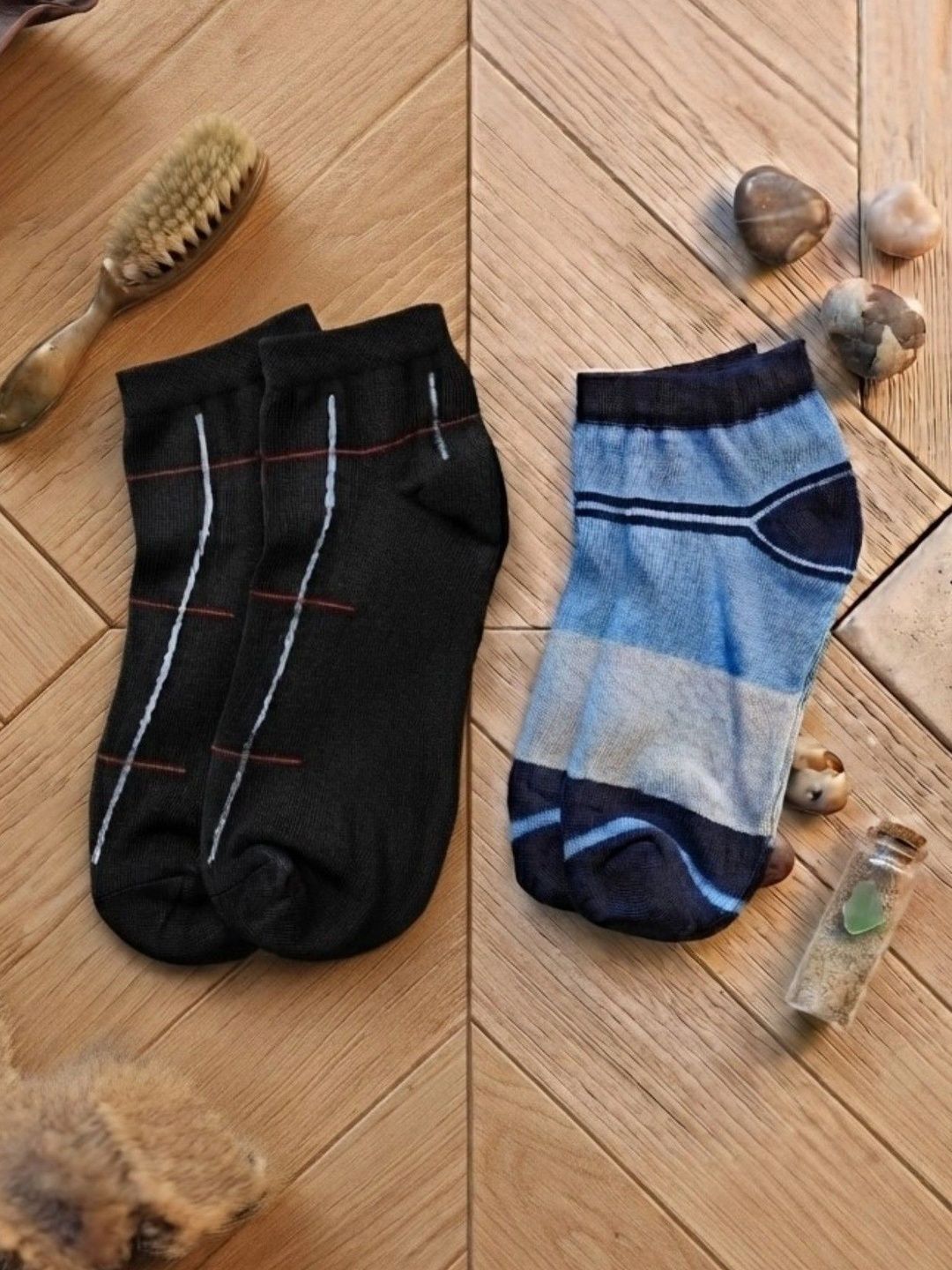 pell-mell Men Pack of 2 Cotton Assorted Patterned Ankle Length Socks-picture-24