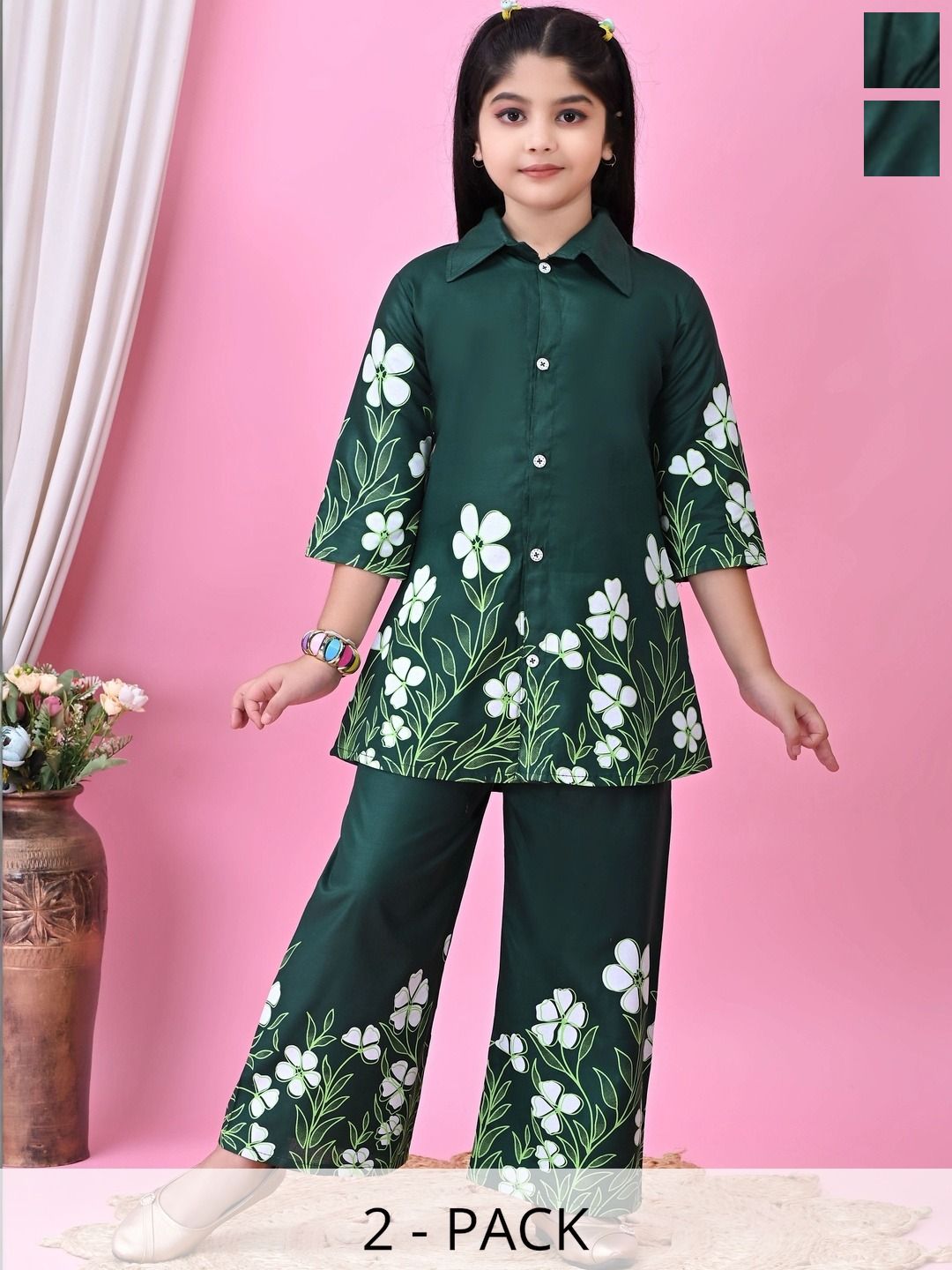 KIDS EARTH Girls Printed Shirt with Trousers-picture-21