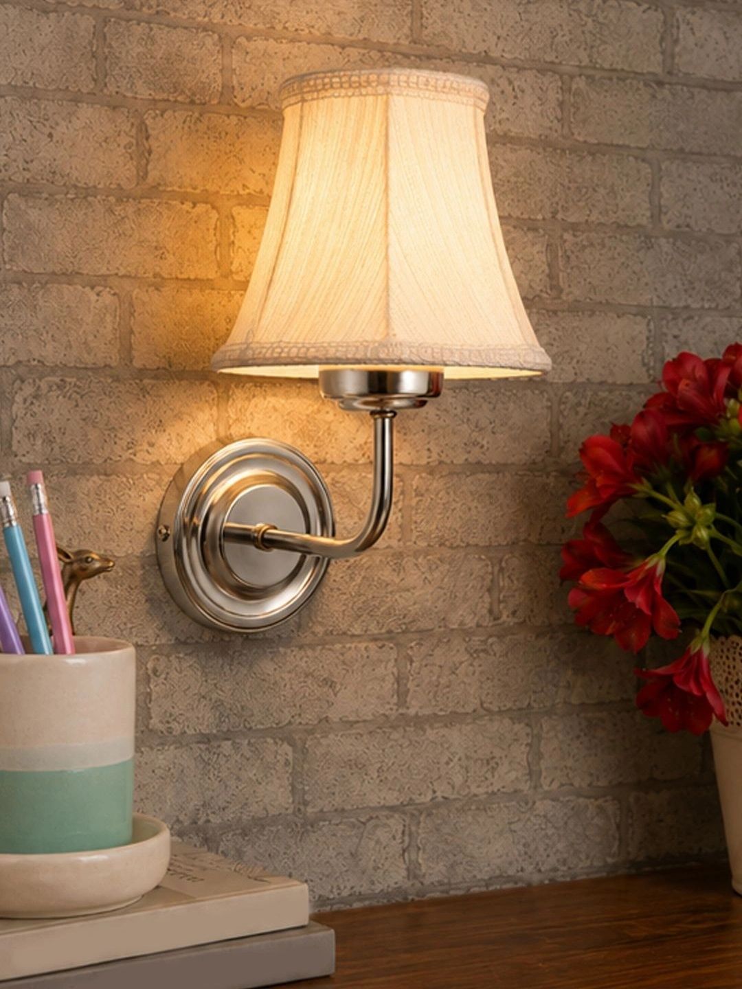 Myntra Elegant Homes Off White Metal Traditional Frustum Shaped Wall Lamp-picture-21