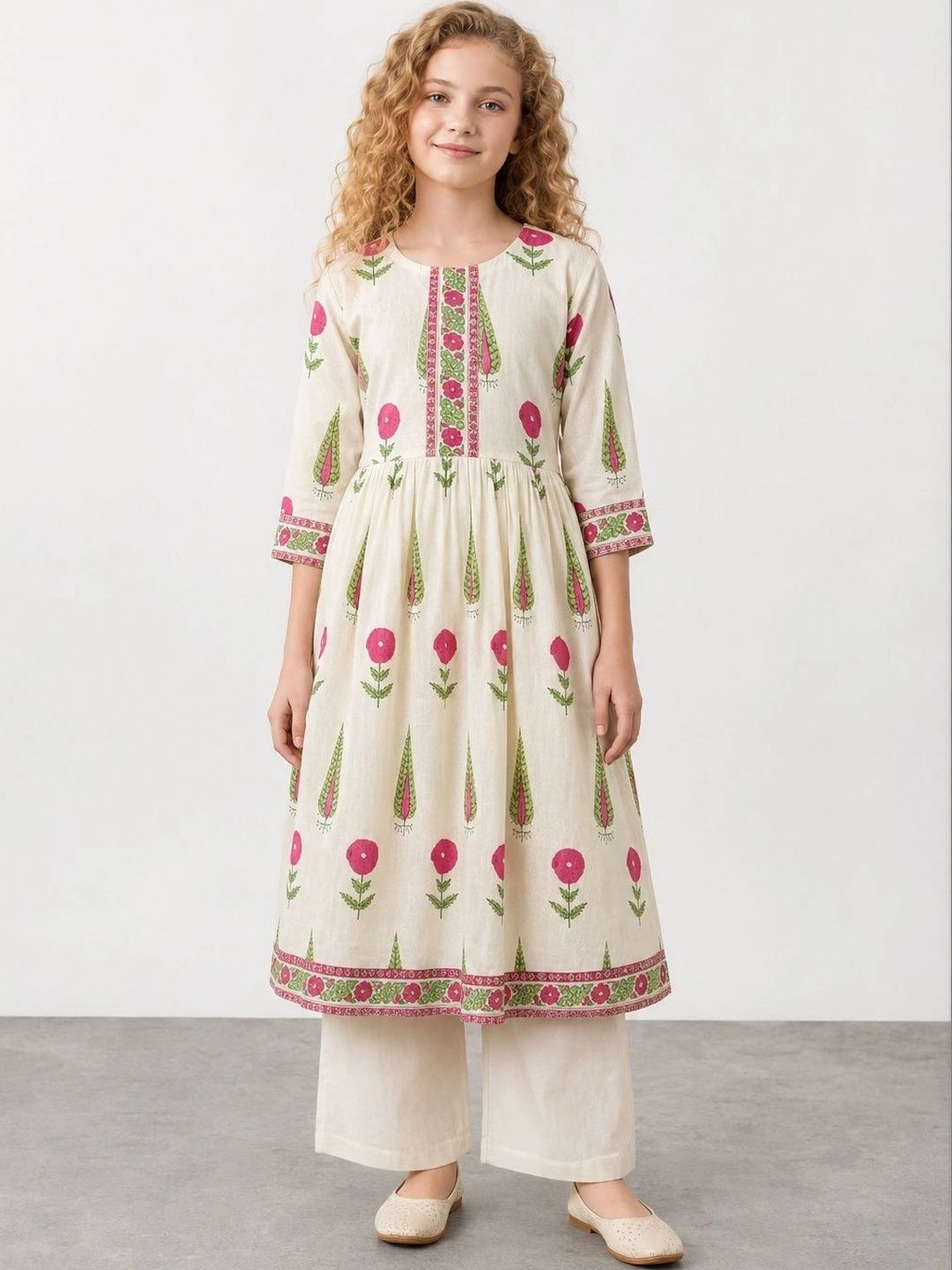 Muhuratam Girls Floral Printed Indie Florals Anarkali Kurta-picture-16