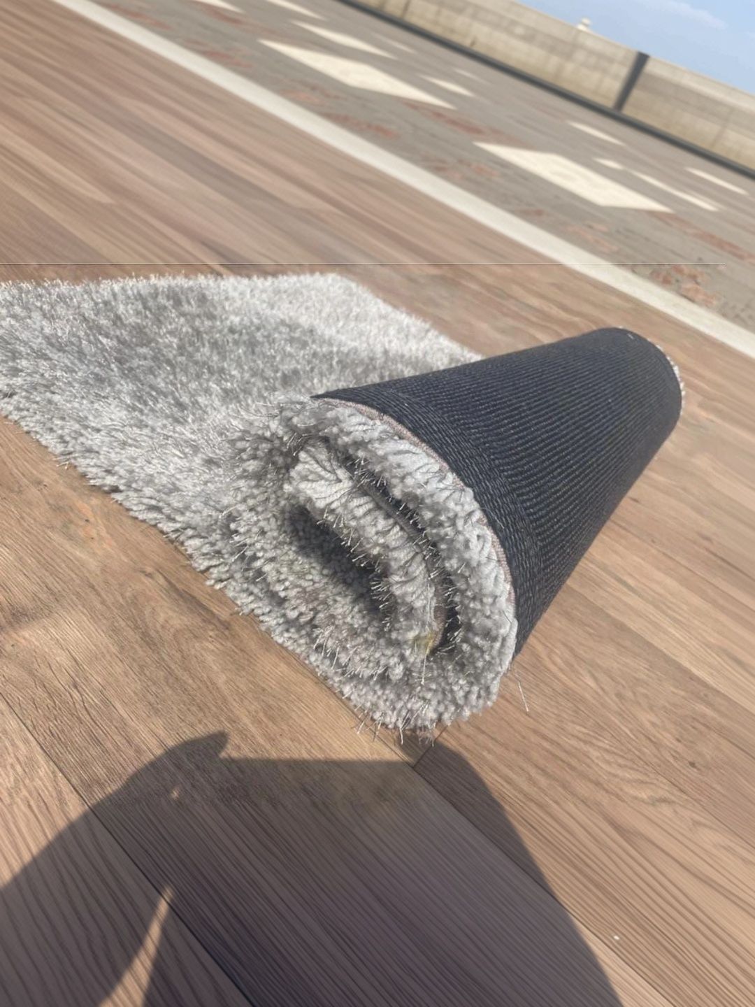KAYNAT CARPET Grey Solid Shaggy Woollen Carpet-image-6