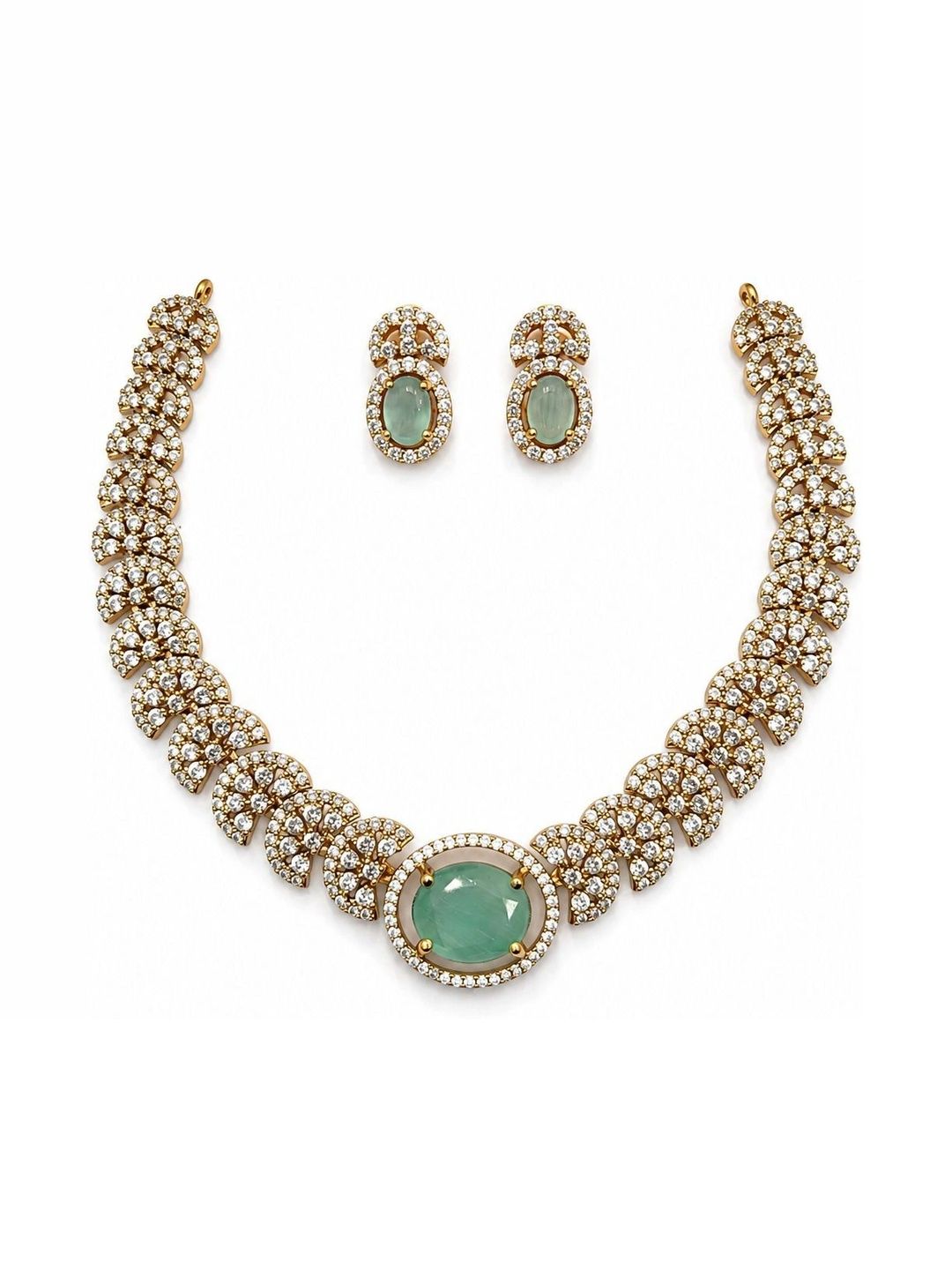 Elvixaa Gold-Plated American Diamond Necklace and Earrings-picture-57