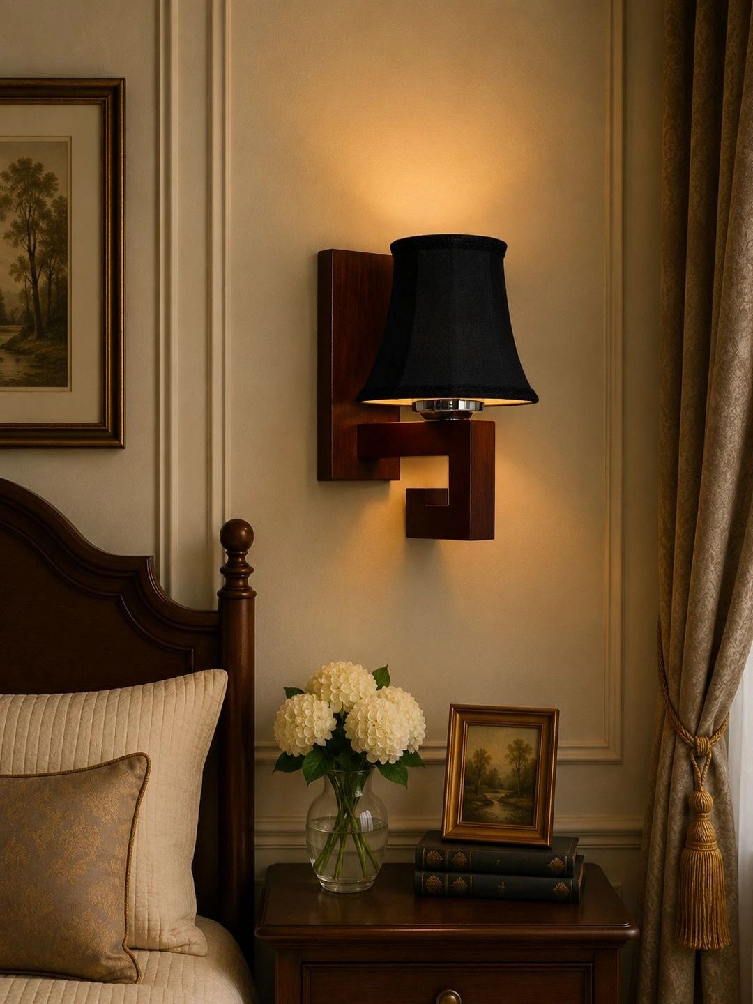 Myntra Elegant Homes Black Wood Traditional Wall Lamp-image-47