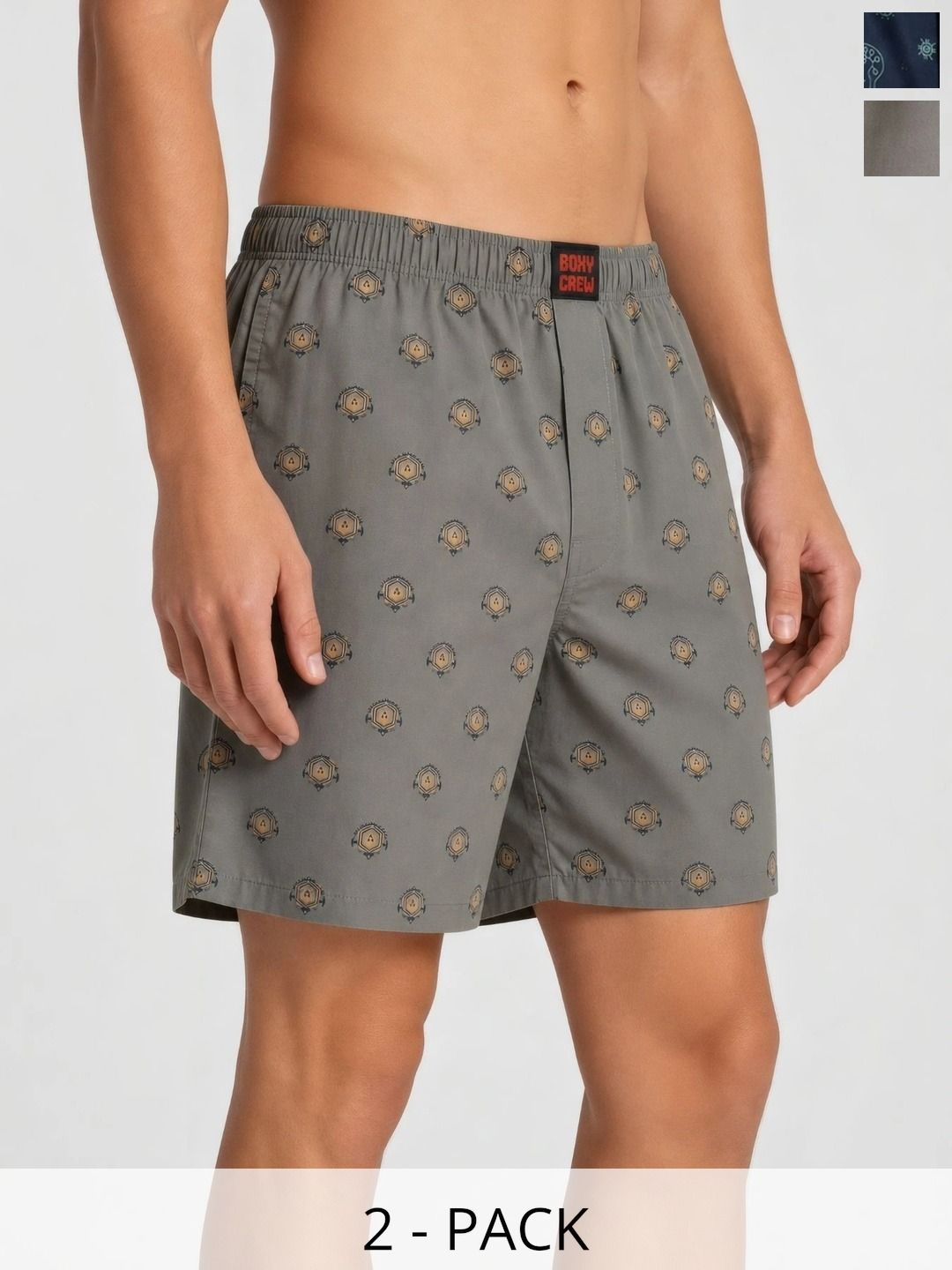 Boxy Crew Pack Of 2 Printed Pure Cotton Boxers-picture-12