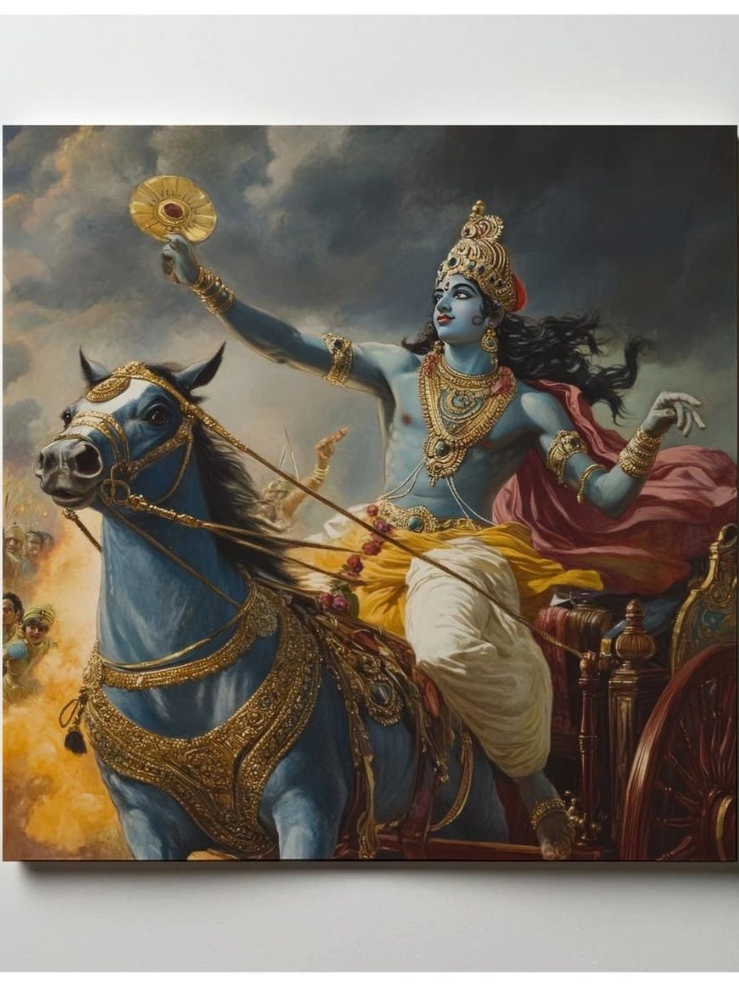 ARTOLIC Blue & Yellow Krishna Riding Chariot Wall Sticker-image-29