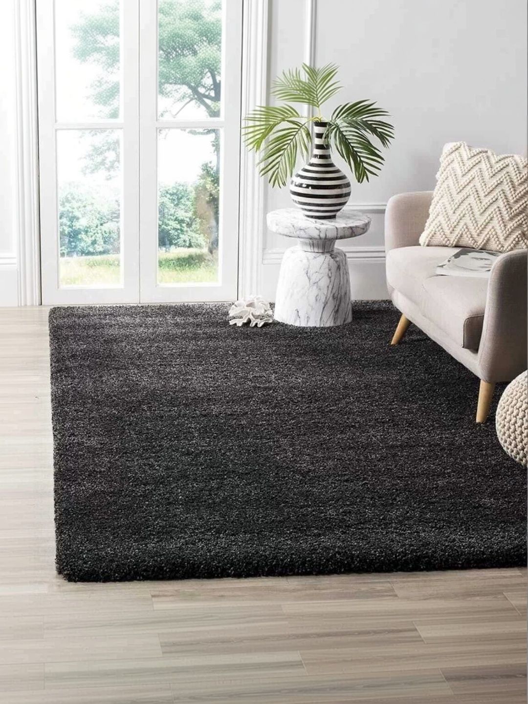 Samjeeda Handloom carpets Grey Geometric Anti-Skid Woollen Carpet-picture-24