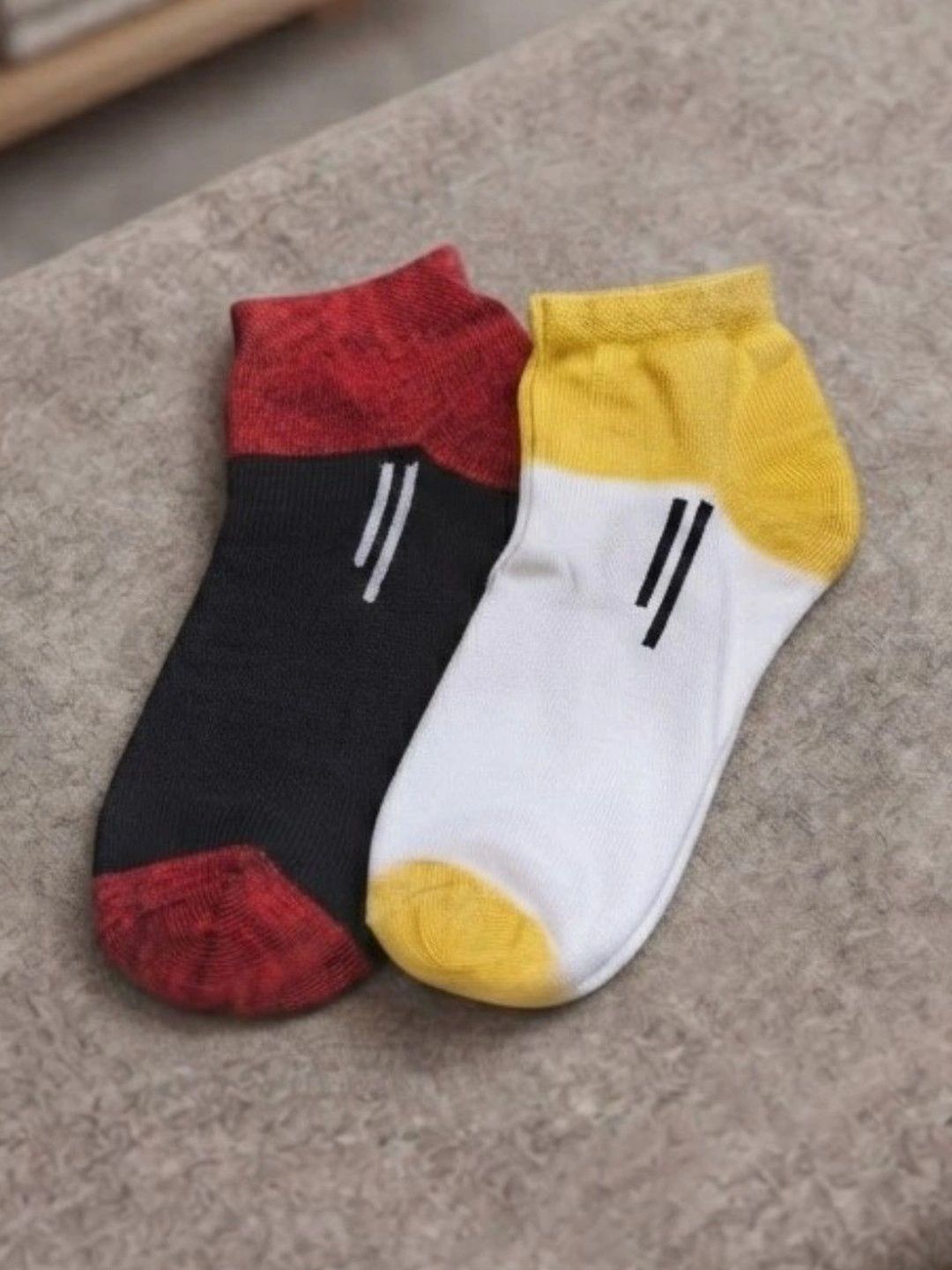 pell-mell Men Pack of 2 Cotton Assorted Colourblocked Ankle Length Socks-picture-51