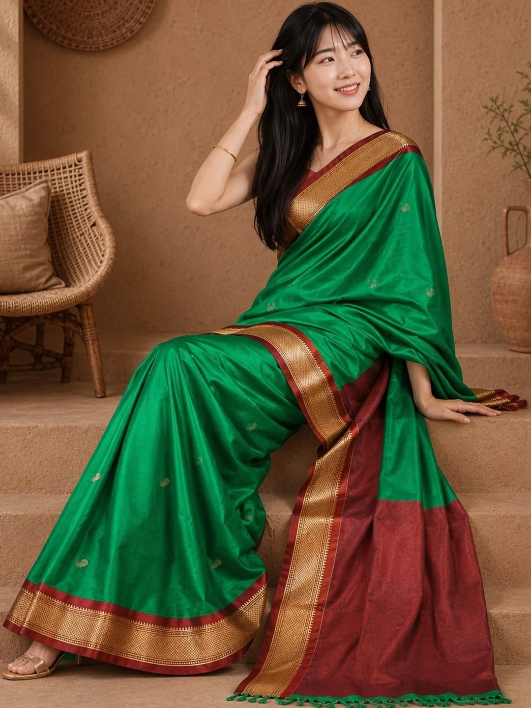 Moda Rapido Zari Pure Cotton Kanjeevaram Saree