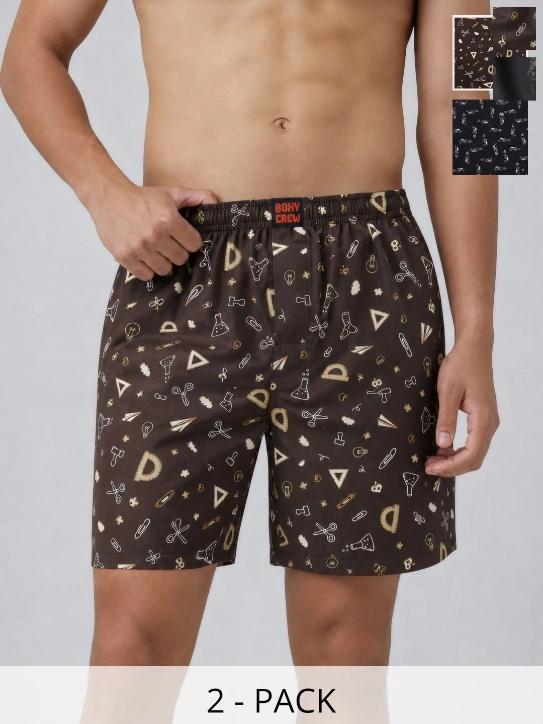 Boxy Crew Pack Of 2 Printed Pure Cotton Mid Rise Boxers-picture-32